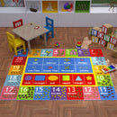 KC Cubs Playtime Collection Math Symbols, Numbers and Shapes Educational Learning Area Rug Carpet for Kids and Children Bedroom and Playroom (5' 0" x 6' 6")