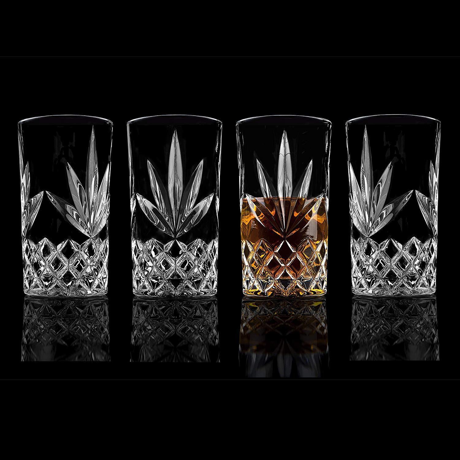 Godinger Highball Glasses, Drinking Glasses for Water, Juice, Cocktails, Beer or Wine - Set of 4