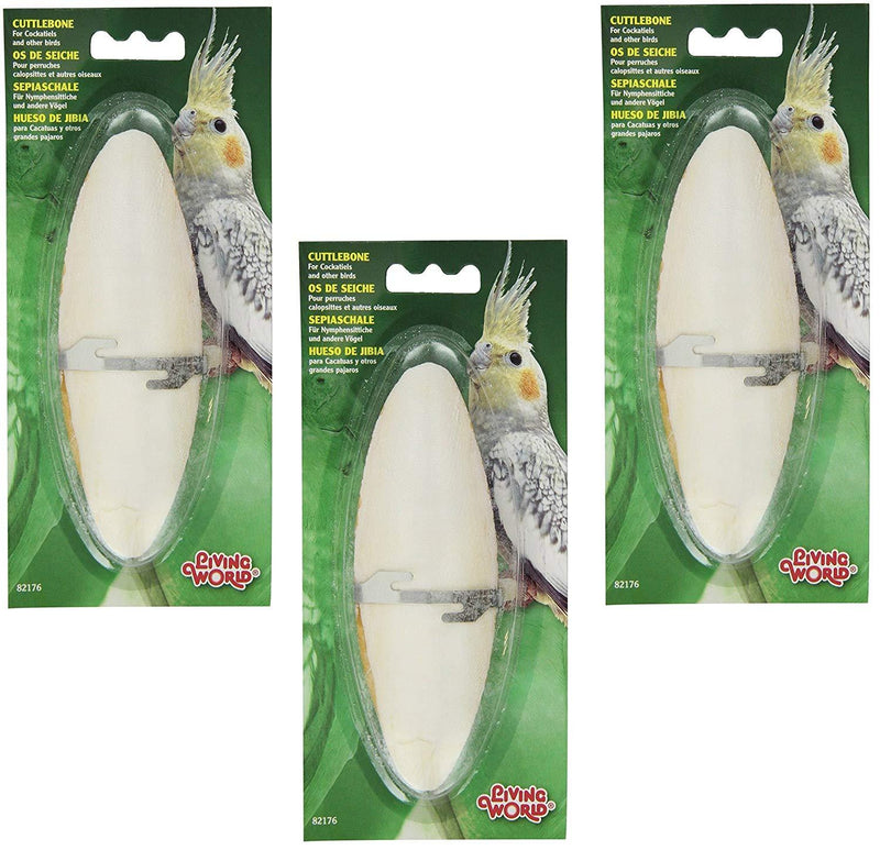 Living World Cuttlebone with Holder for Cage Bird, 6 to7-Inch, Large (3 Pack)