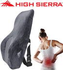 High Sierra HS1434 Full Size Ergonomic Back Support Pillow Relieves Painful Pressure Points Premium Memory Foam Lumbar Cushion for Office Chair, Car, SUV Fits Most Seats