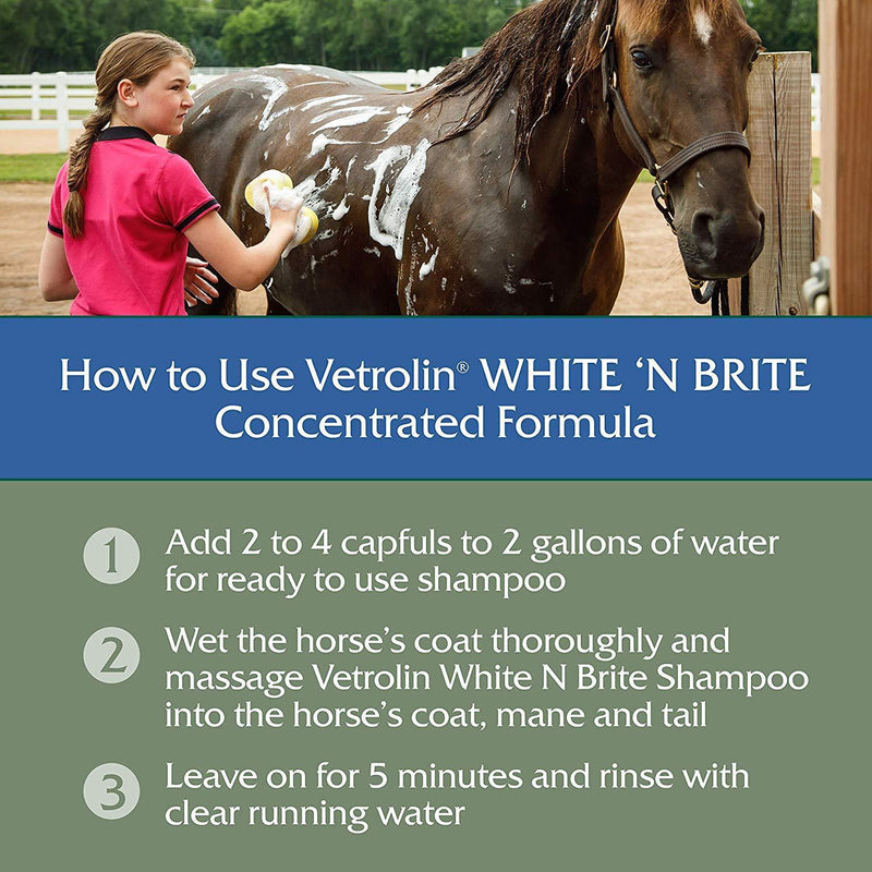 Farnam Vetrolin White N' Brite, Deep cleaning and Color Brightening Shampoo for Horses 32 ounce