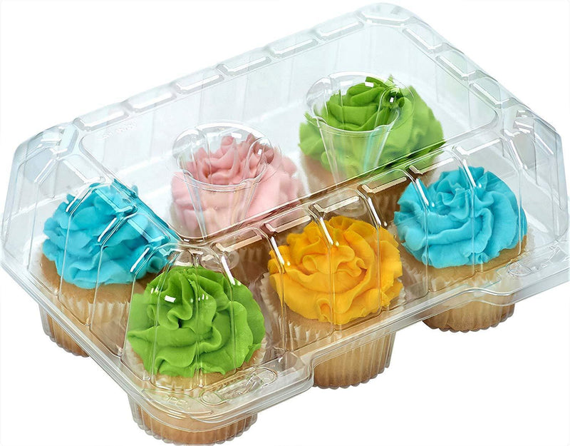 Clear Cupcake Boxes 4" High for high toppinges- Holds 6 Cupcakes Each- 12/Pack