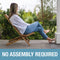 CleverMade Tamarack Folding Wooden Outdoor Chair -Stylish Low Profile Acacia Wood Lounge Chair for the Patio, Porch, Lawn, Garden or Home Furniture - Cinnamon