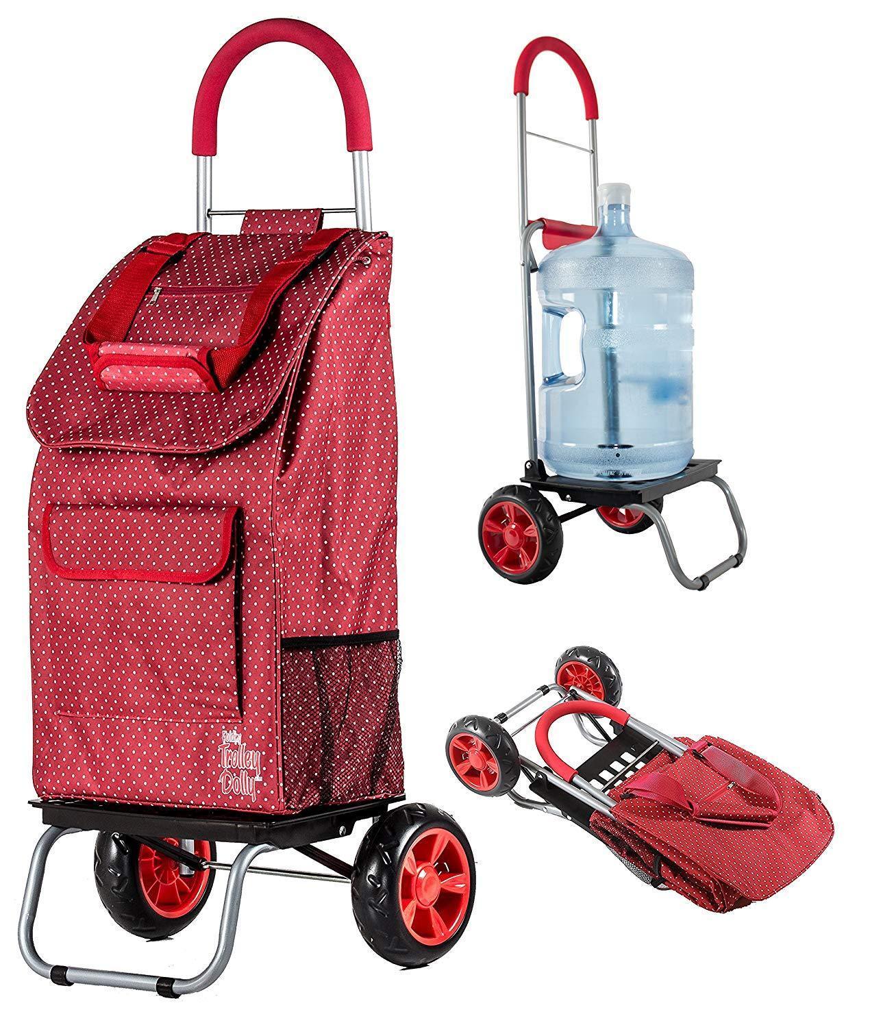 Trolley Dolly, Black Shopping Grocery Foldable Cart