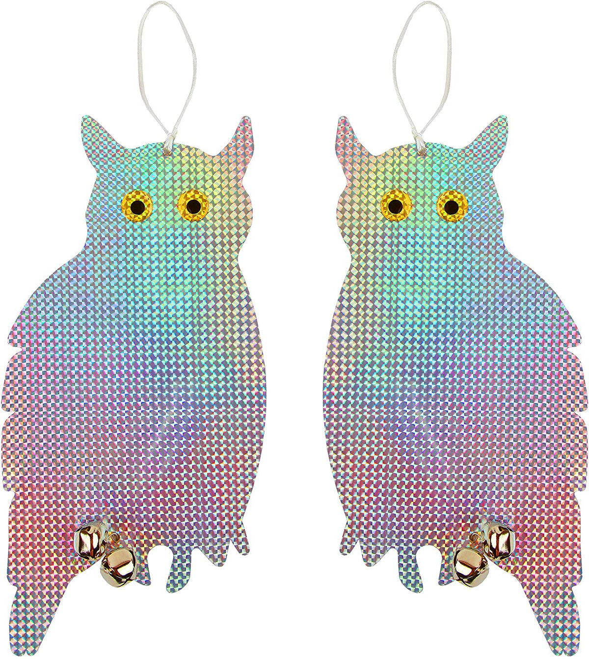 Tapix Owl Bird Repellent Reflective Holographic Bird Deterrent Hanging Device Effectively Keep Birds Away 2 Pack Owl to Scare Away Birds 15.3 x 8.2 inch, Best Bird Scare Device