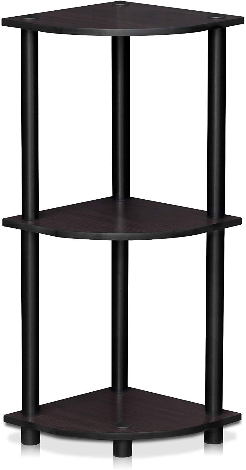 Furinno Turn-N-Tube 5 Tier Corner Display Rack Multipurpose Shelving Unit, Columbia Walnut/Black