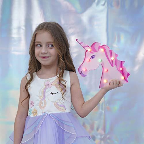 Pooqla LED Unicornio Night Light Lamp Kids Marquee Lights Unicorn Shape Signs Light Up Christmas Party Wall Decoration Battery Operated (Pink)