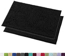 Office Marshal 16x24 Inches Non-Slip Bathroom Rug Shag Shower Mat Machine-Washable Bath Mats with Water Absorbent Soft Microfibers, 2 Pack, Black