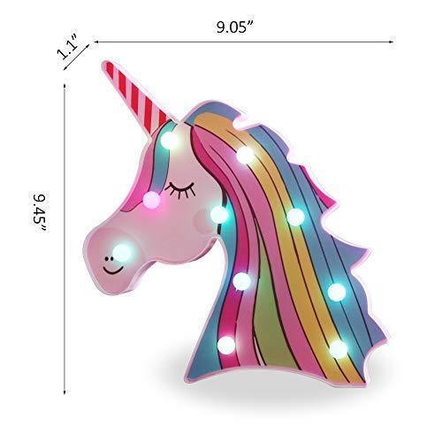 Pooqla LED Unicornio Night Light Lamp Kids Marquee Lights Unicorn Shape Signs Light Up Christmas Party Wall Decoration Battery Operated (Pink)