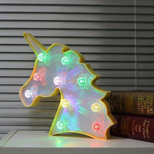 Pooqla LED Unicornio Night Light Lamp Kids Marquee Lights Unicorn Shape Signs Light Up Christmas Party Wall Decoration Battery Operated (Pink)