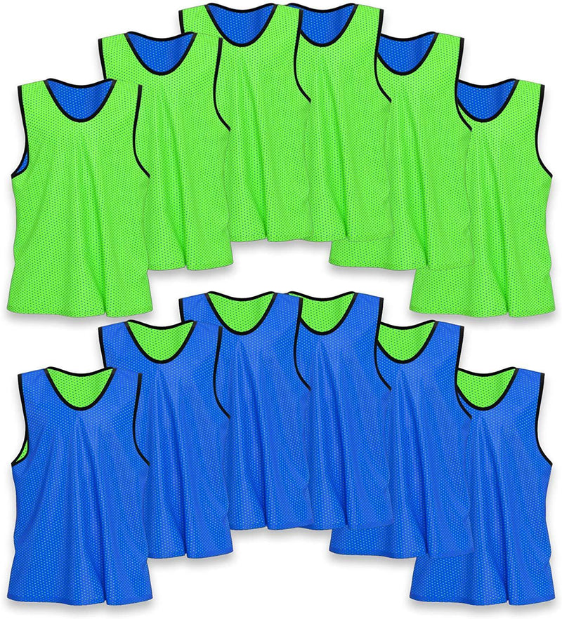 Unlimited Potential Nylon Mesh Scrimmage Team Practice Vests Pinnies Jerseys Bibs for Children Youth Sports Basketball, Soccer, Football, Volleyball (Pack of 12)