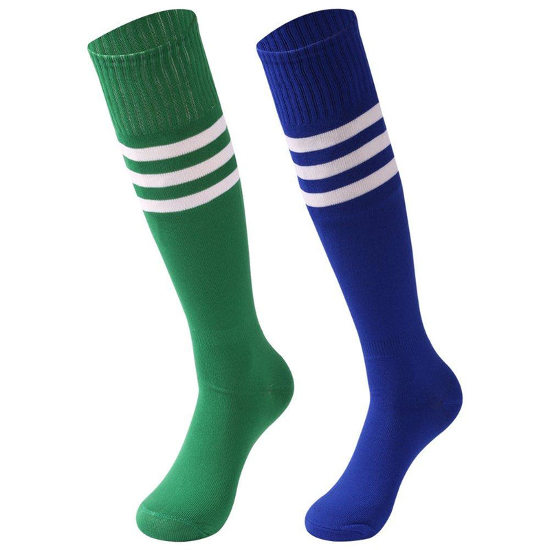 saounisi Unisex Tube Socks Stripe,2 Pairs Knee High Football Soccer Volleyball Baseball Cheerleading Team Socks