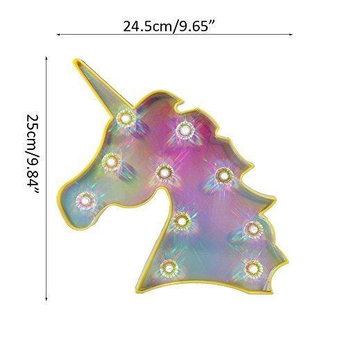 Pooqla LED Unicornio Night Light Lamp Kids Marquee Lights Unicorn Shape Signs Light Up Christmas Party Wall Decoration Battery Operated (Pink)