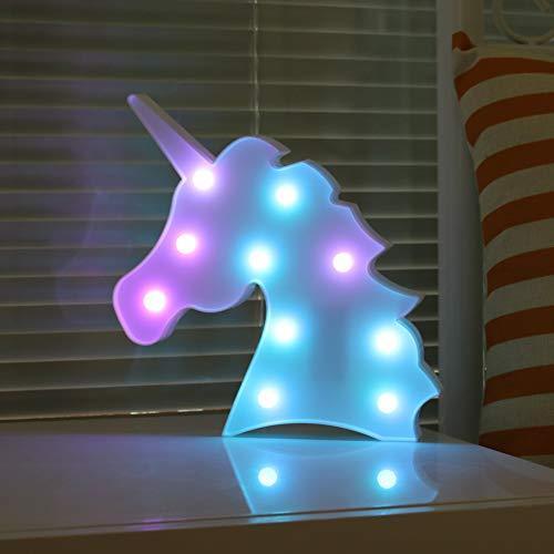 Pooqla LED Unicornio Night Light Lamp Kids Marquee Lights Unicorn Shape Signs Light Up Christmas Party Wall Decoration Battery Operated (Pink)