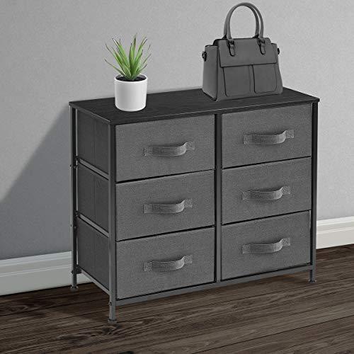 Sorbus Dresser with 5 Drawers - Furniture Storage Tower Unit for Bedroom, Hallway, Closet, Office Organization - Steel Frame, Wood Top, Easy Pull Fabric Bins (Black/Charcoal)