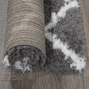 Ottomanson Flokati Trellis Design Shag Runner Rug, 2' x 5', Dark Gray