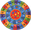 KC Cubs Playtime Collection ABC Alphabet, Numbers and Shapes Educational Learning & Game Area Round Circle Rug Carpet for Kids and Children Bedrooms and Playroom