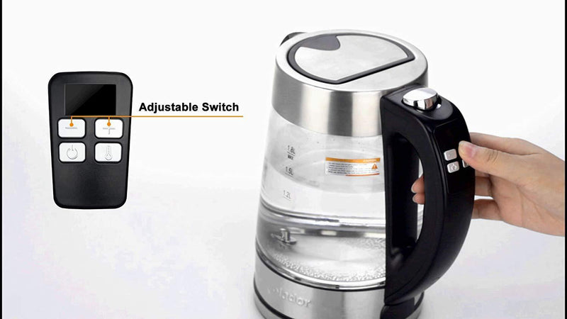 Electric Kettle (BPA Free) - Fast Boiling Temperature Control Kettle (1.8L) Cordless,1200W Hot Water Kettle – Glass Tea Kettle, Tea Pot – Hot Water Dispenser