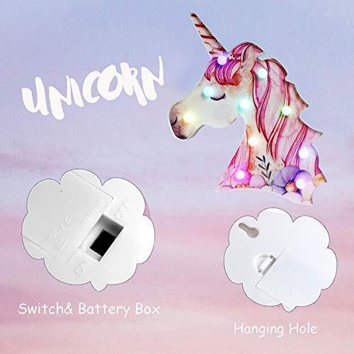 Pooqla LED Unicornio Night Light Lamp Kids Marquee Lights Unicorn Shape Signs Light Up Christmas Party Wall Decoration Battery Operated (Pink)