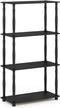 Furinno (99557BK/GY) Turn-N-Tube 4-Tier Multipurpose Shelf Display Rack - Black/Grey