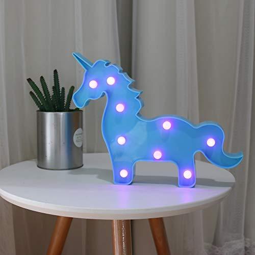 Pooqla LED Unicornio Night Light Lamp Kids Marquee Lights Unicorn Shape Signs Light Up Christmas Party Wall Decoration Battery Operated (Pink)