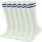 Youth Soccer Socks Fasoar Teens Knee High Football Socks Long Striped Rugby Tube Socks 2/6/10 Pairs