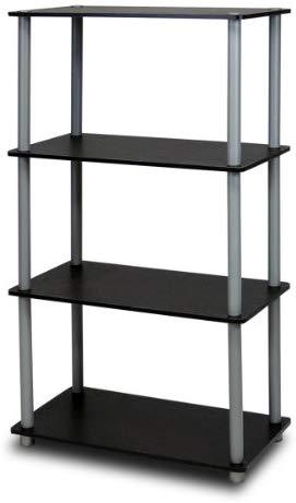 Furinno (99557BK/GY) Turn-N-Tube 4-Tier Multipurpose Shelf Display Rack - Black/Grey