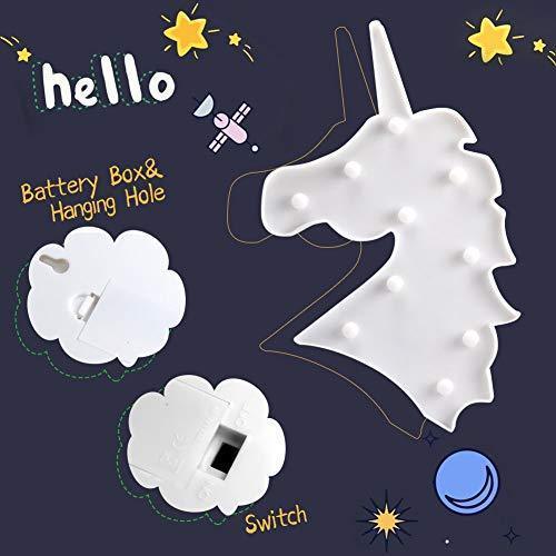 Pooqla LED Unicornio Night Light Lamp Kids Marquee Lights Unicorn Shape Signs Light Up Christmas Party Wall Decoration Battery Operated (Pink)