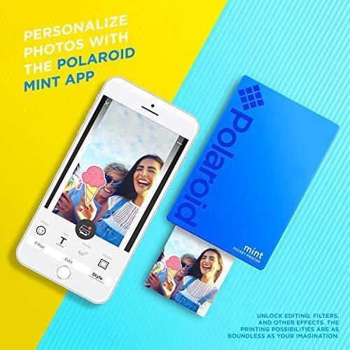 Polaroid Mint Pocket Printer W/ Zink Zero Ink Technology & Built-In Bluetooth for Android & iOS Devices - Black