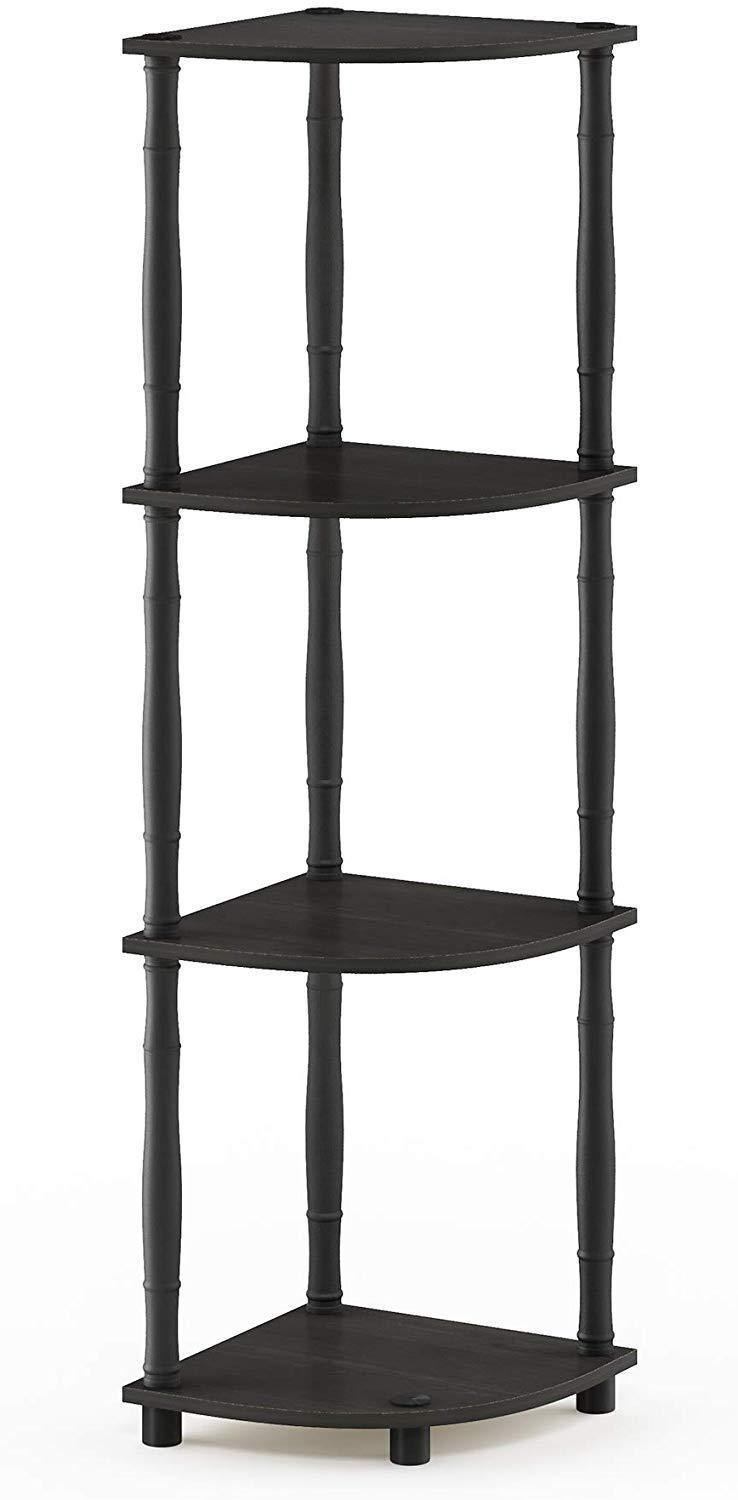 Furinno Turn-N-Tube 5 Tier Corner Display Rack Multipurpose Shelving Unit, Columbia Walnut/Black