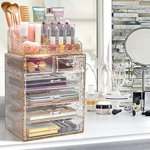 Sorbus Acrylic Cosmetic Makeup and Jewelry Storage Case Display-Spacious Design-for Bathroom, Dresser, Vanity and Countertop (4 Large, 2 Small Drawers, Clear)