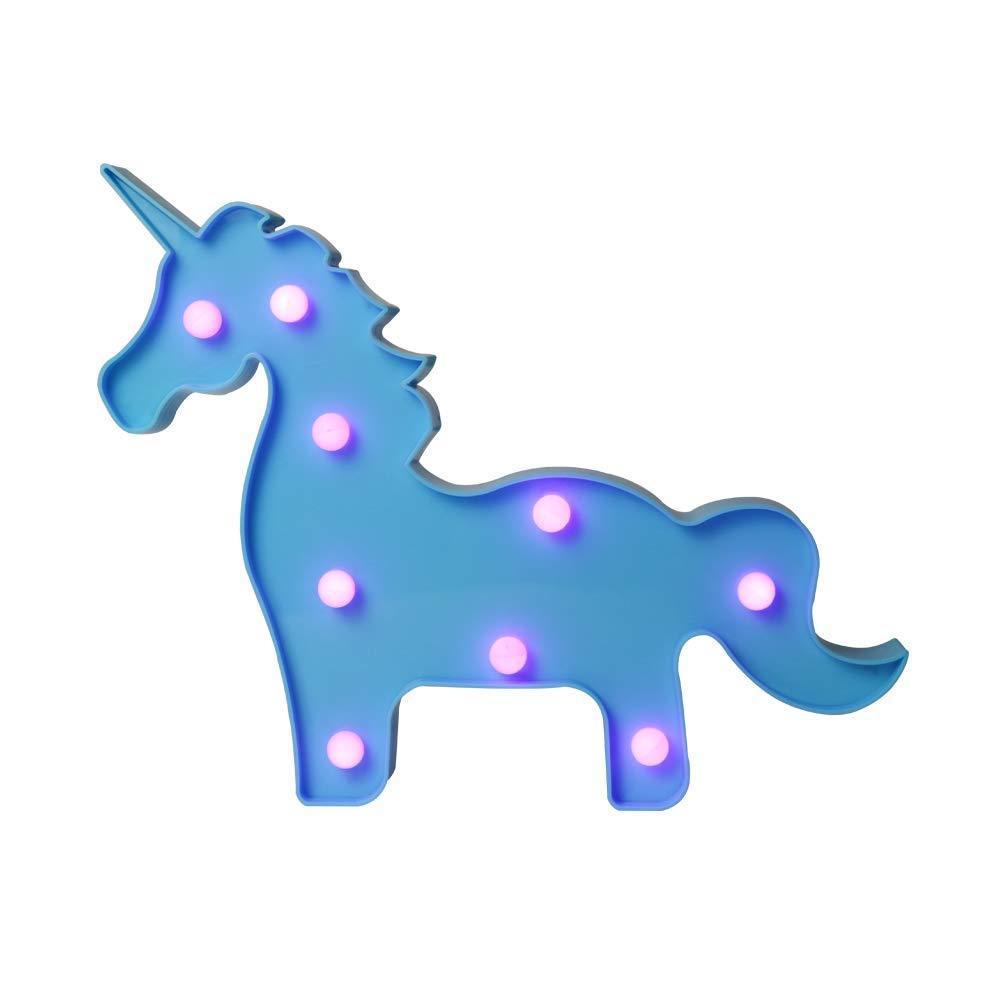 Pooqla LED Unicornio Night Light Lamp Kids Marquee Lights Unicorn Shape Signs Light Up Christmas Party Wall Decoration Battery Operated (Pink)