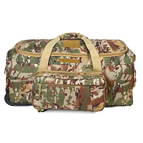 ARMYCAMOUSA Military Tactical Wheeled Deployment Trolley Duffel Bag Heavy-Duty Camping Hiking Running Trekking