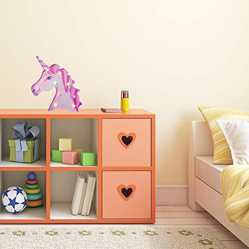Pooqla LED Unicornio Night Light Lamp Kids Marquee Lights Unicorn Shape Signs Light Up Christmas Party Wall Decoration Battery Operated (Pink)