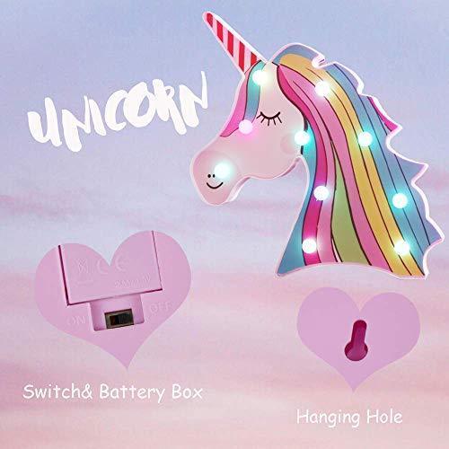 Pooqla LED Unicornio Night Light Lamp Kids Marquee Lights Unicorn Shape Signs Light Up Christmas Party Wall Decoration Battery Operated (Pink)