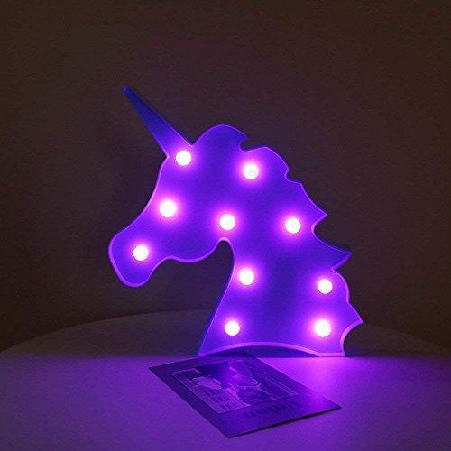 Pooqla LED Unicornio Night Light Lamp Kids Marquee Lights Unicorn Shape Signs Light Up Christmas Party Wall Decoration Battery Operated (Pink)