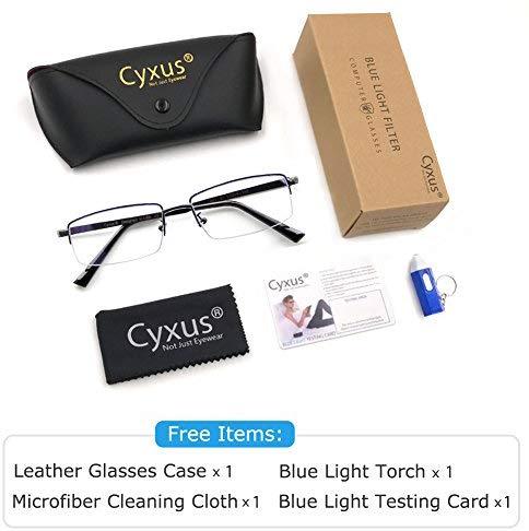 Cyxus Blue Light Blocking Computer Glasses [Better Sleep] Anti Digital Eye Strain Headache Video Eyewear (Blue Browline Frame)