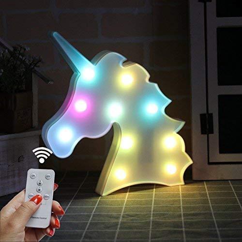 Pooqla LED Unicornio Night Light Lamp Kids Marquee Lights Unicorn Shape Signs Light Up Christmas Party Wall Decoration Battery Operated (Pink)