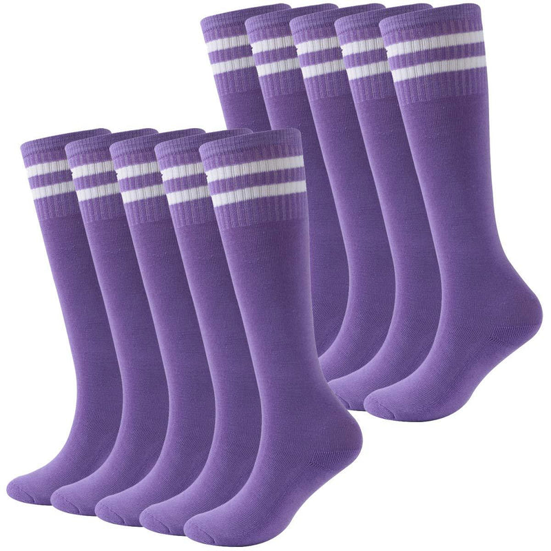 Youth Soccer Socks Fasoar Teens Knee High Football Socks Long Striped Rugby Tube Socks 2/6/10 Pairs