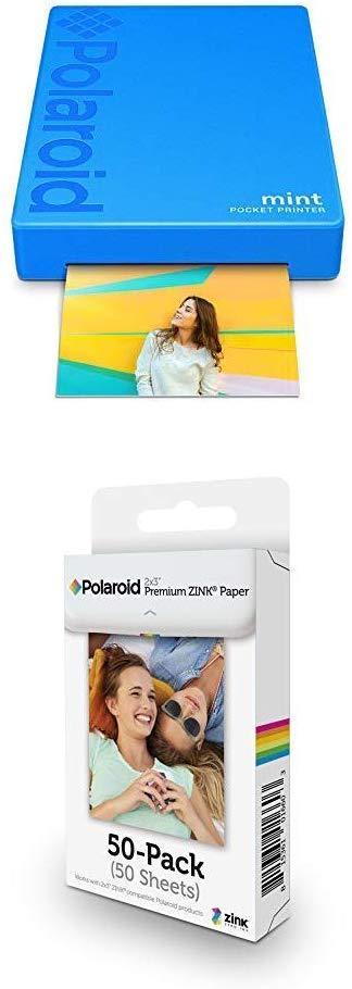 Polaroid Mint Pocket Printer W/ Zink Zero Ink Technology & Built-In Bluetooth for Android & iOS Devices - Black