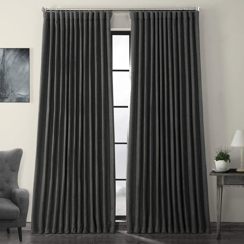 HPD Half Price Drapes BOCH-LN1857-84-DW Faux Linen Extra Wide Blackout Room Darkening Curtain, 100 X 84, Oatmeal