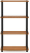 Furinno (99557BK/GY) Turn-N-Tube 4-Tier Multipurpose Shelf Display Rack - Black/Grey