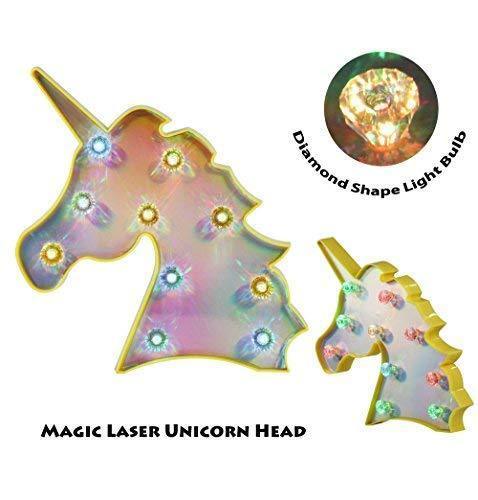 Pooqla LED Unicornio Night Light Lamp Kids Marquee Lights Unicorn Shape Signs Light Up Christmas Party Wall Decoration Battery Operated (Pink)