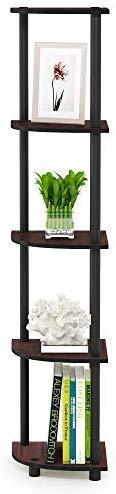 Furinno Turn-N-Tube 5 Tier Corner Display Rack Multipurpose Shelving Unit, Columbia Walnut/Black