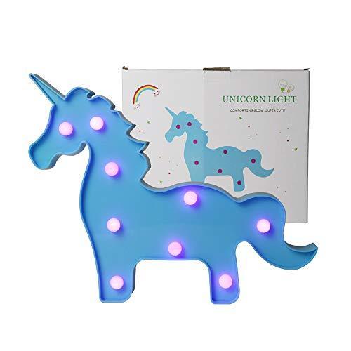 Pooqla LED Unicornio Night Light Lamp Kids Marquee Lights Unicorn Shape Signs Light Up Christmas Party Wall Decoration Battery Operated (Pink)