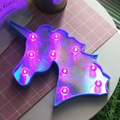 Pooqla LED Unicornio Night Light Lamp Kids Marquee Lights Unicorn Shape Signs Light Up Christmas Party Wall Decoration Battery Operated (Pink)