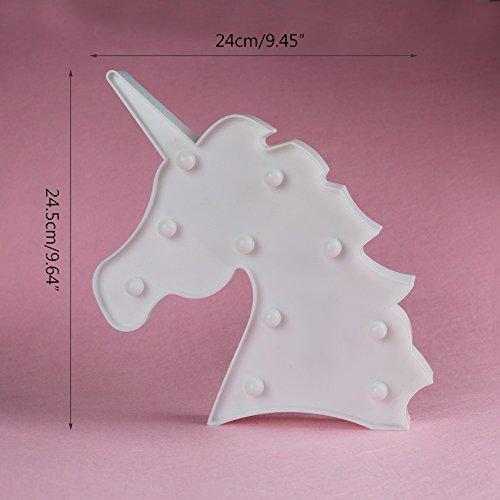 Pooqla LED Unicornio Night Light Lamp Kids Marquee Lights Unicorn Shape Signs Light Up Christmas Party Wall Decoration Battery Operated (Pink)