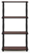 Furinno (99557BK/GY) Turn-N-Tube 4-Tier Multipurpose Shelf Display Rack - Black/Grey