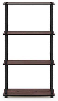 Furinno (99557BK/GY) Turn-N-Tube 4-Tier Multipurpose Shelf Display Rack - Black/Grey