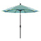 California Umbrella 9' Round Aluminum Market Umbrella, Crank Lift, Collar Tilt, White Pole, Sunbrella Pacific Blue